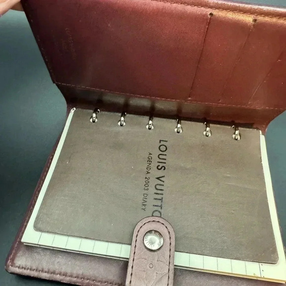 $119 Authentic Louis Vuitton Monogram Mat Agenda PM Notebook Cover Maroon FIRM - Picture 11 of 16
